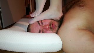 Banheiro Face,Fingers,Cock trampling in white nylons Titty Fuck - 1