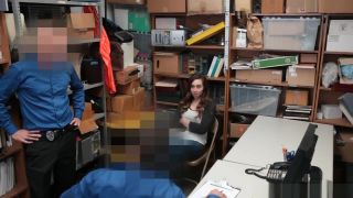 Office Sex Teen Thief Tag Teamed By Security Guards In The Back Office Sucking Dicks - 1